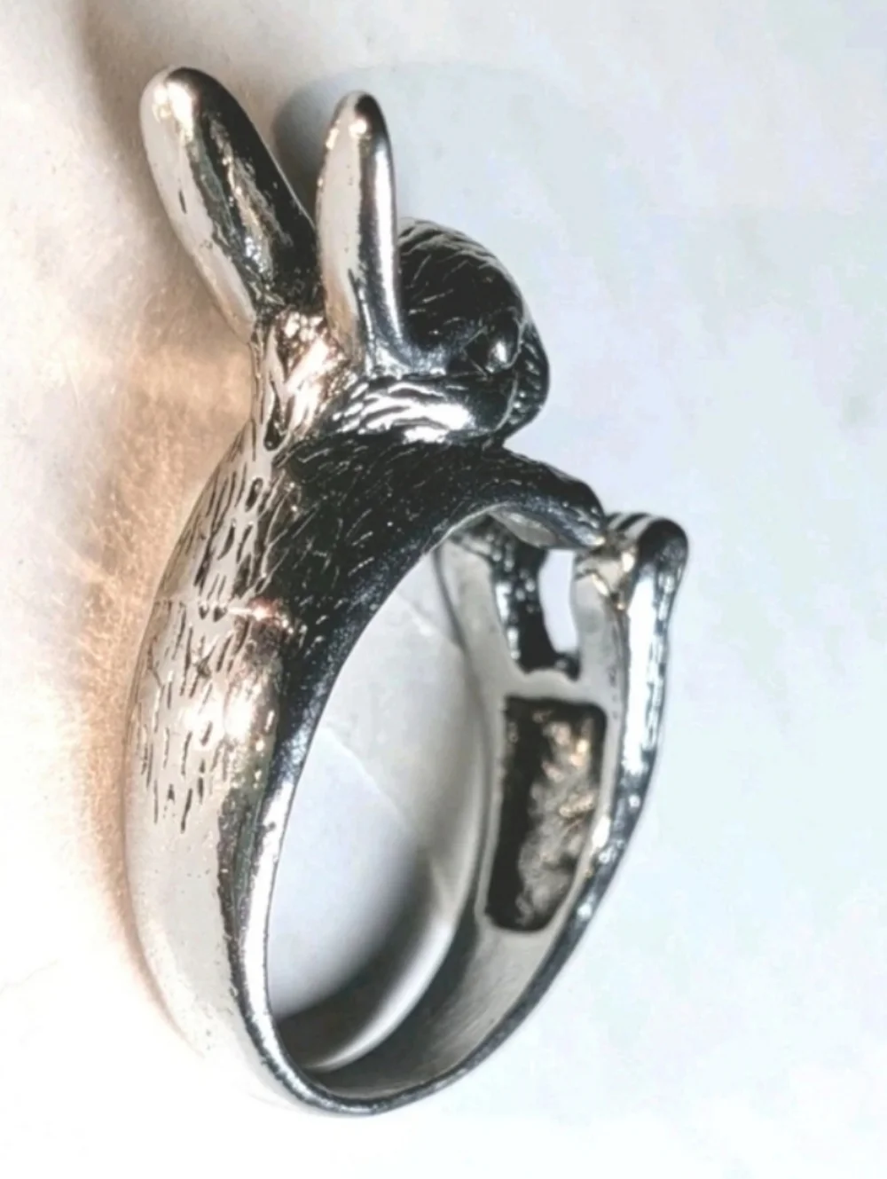 Silvery Bunny Wrap Ring - Animal Adjustable Band